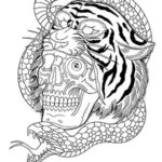 虎のマスクを被るスカルと蛇